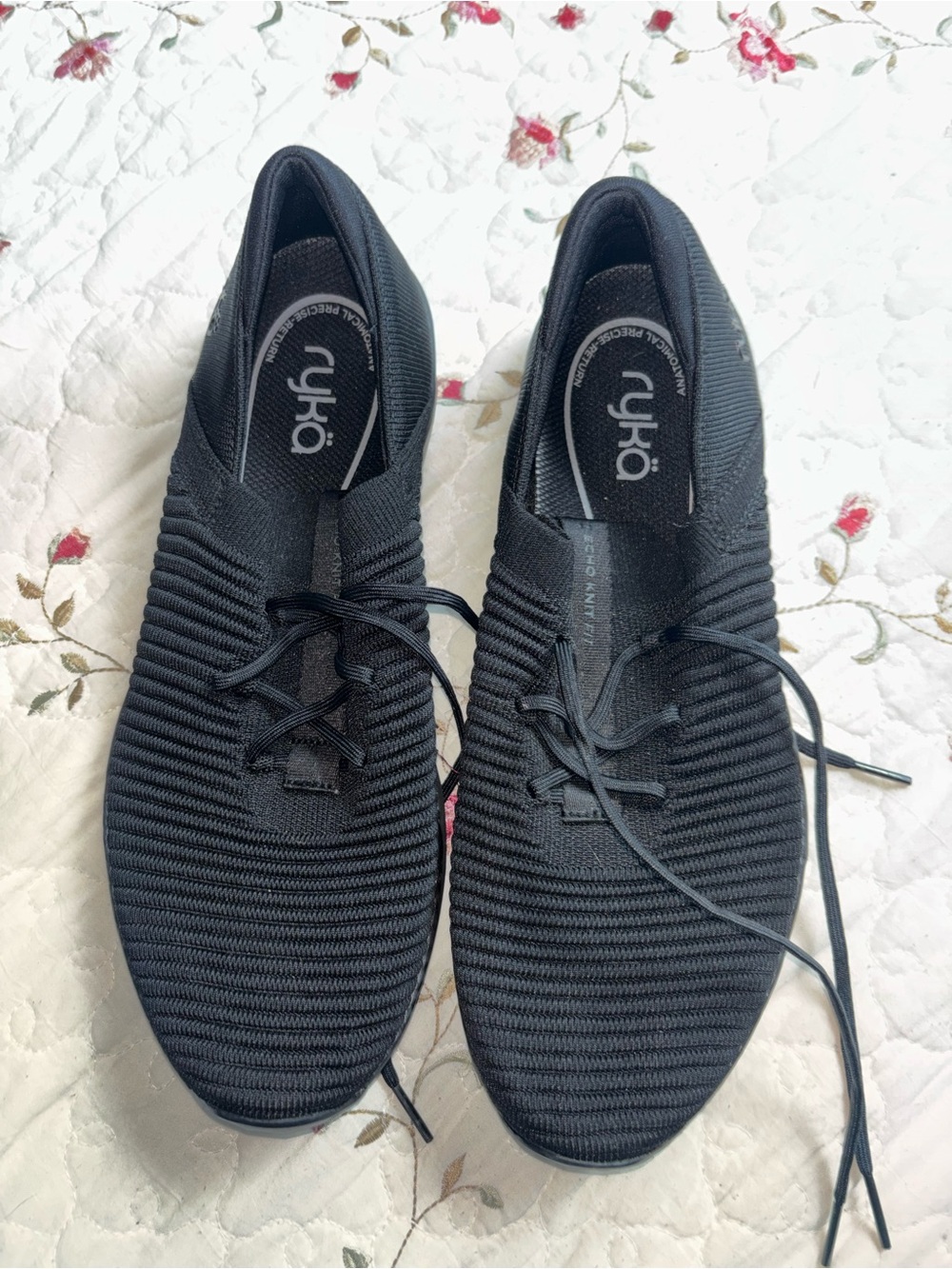 Ryka Women's Black Knit Lace-Up Sneakers